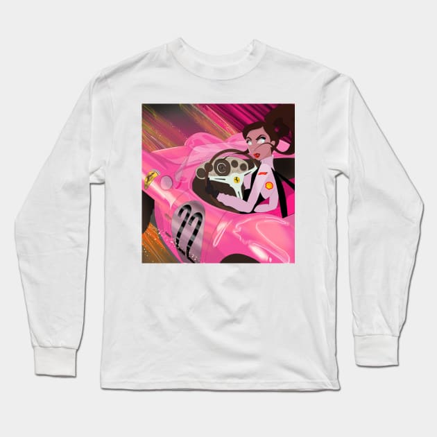 Auto Racing Illustration Long Sleeve T-Shirt by Le petit fennec